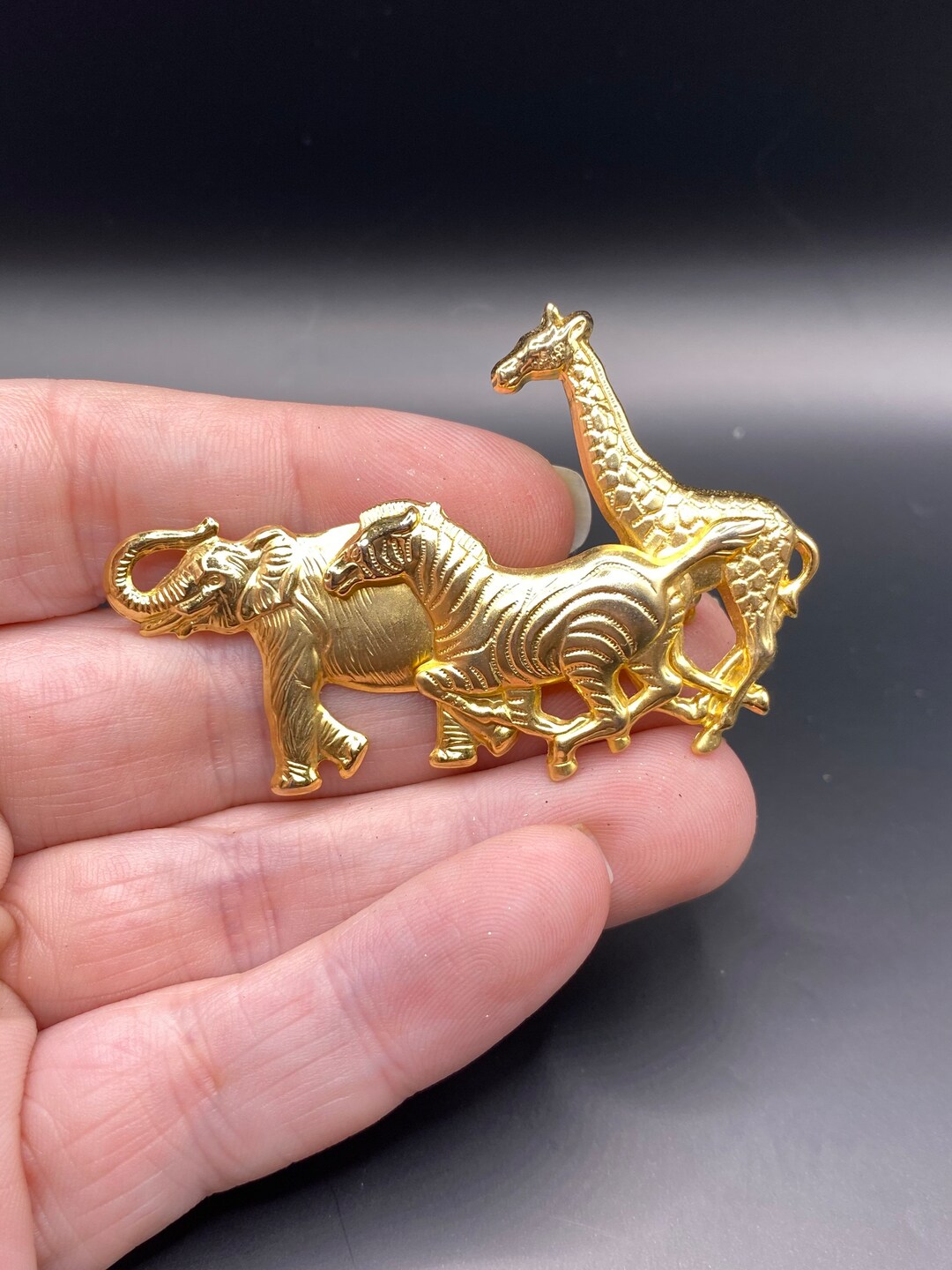 Vintage Giraffe Zebra Elephant Pin - Etsy