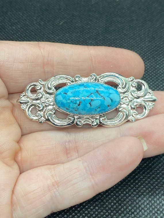 Vintage sterling bar pin Gem