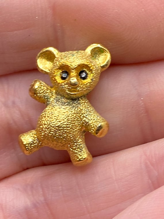 Vintage Tiny Teddy Bear Pin by Monet