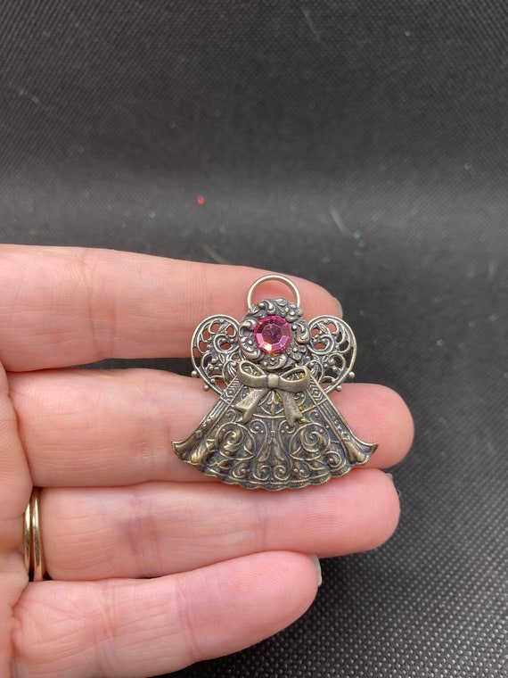 Vintage Rhinestone Angel pin - image 1