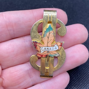 Vintage Canada Souvenir Maple Leaf Enamel Money Clip