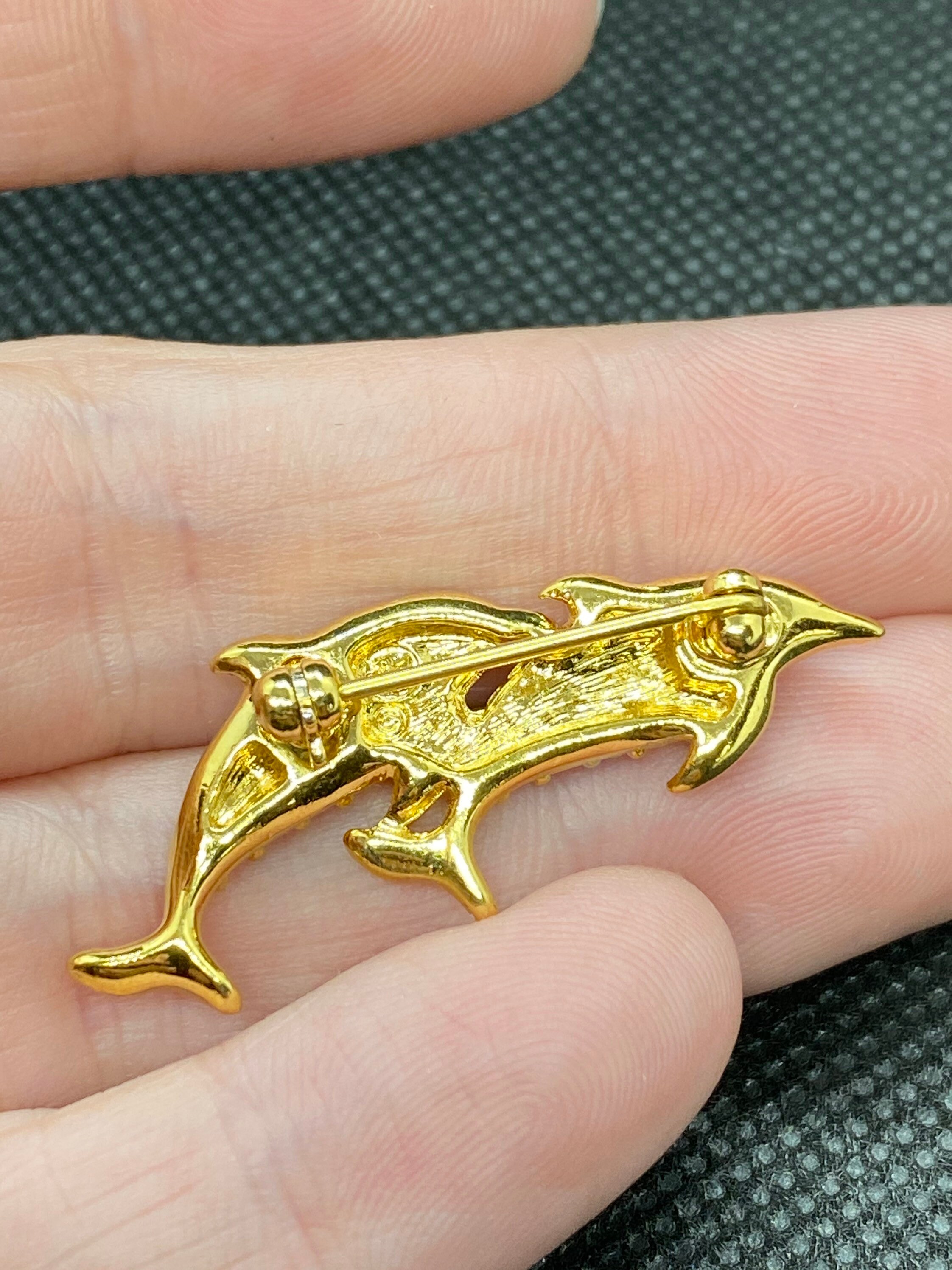 Vintage Swarovski Dolphin Pin - Etsy