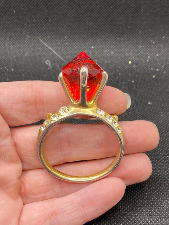 Vintage Oversized Statement Piece Ring Rhinestone… - image 1