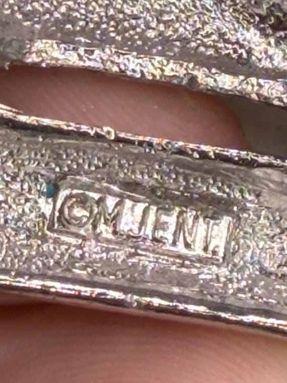 Vintage Modern Abstract M Jent Silver Tone Metal … - image 7