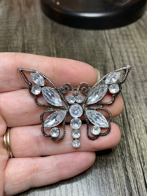 Vintage Rhinestone Butterfly Pin