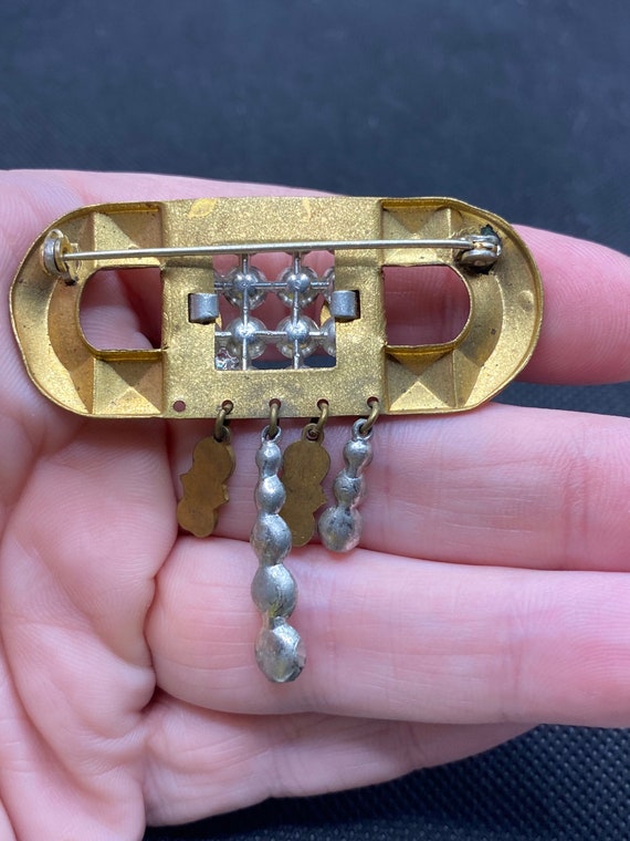 Vintage Art Deco Style pin with Rhinestones - image 2