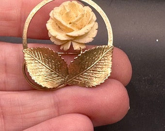 Vintage Art Nouveau Style 12k Gold Filled Flower Peony Pin by Van Lou