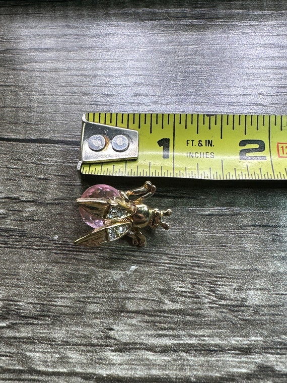 Vintage Rhinestone Butterfly Bug Wasp Pin With Moving Wings