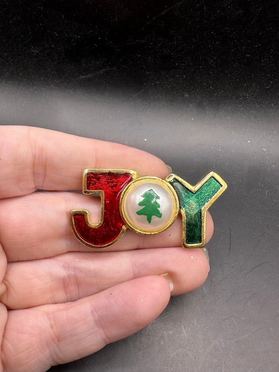 Vintage Enamel Christmas Joy Pin