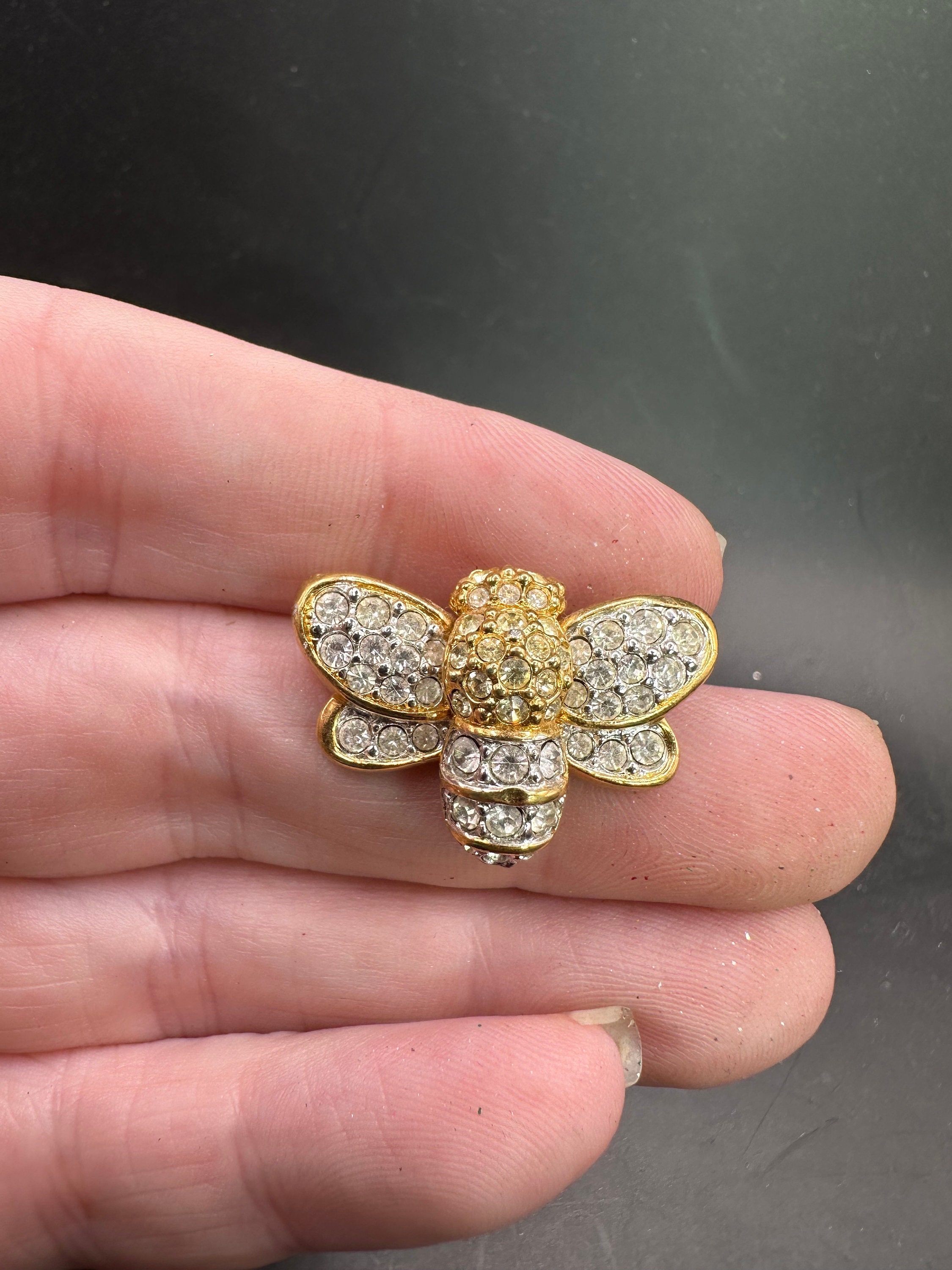 Vintage Rhinestone Bumble Bee Pin by Swarovski - Etsy