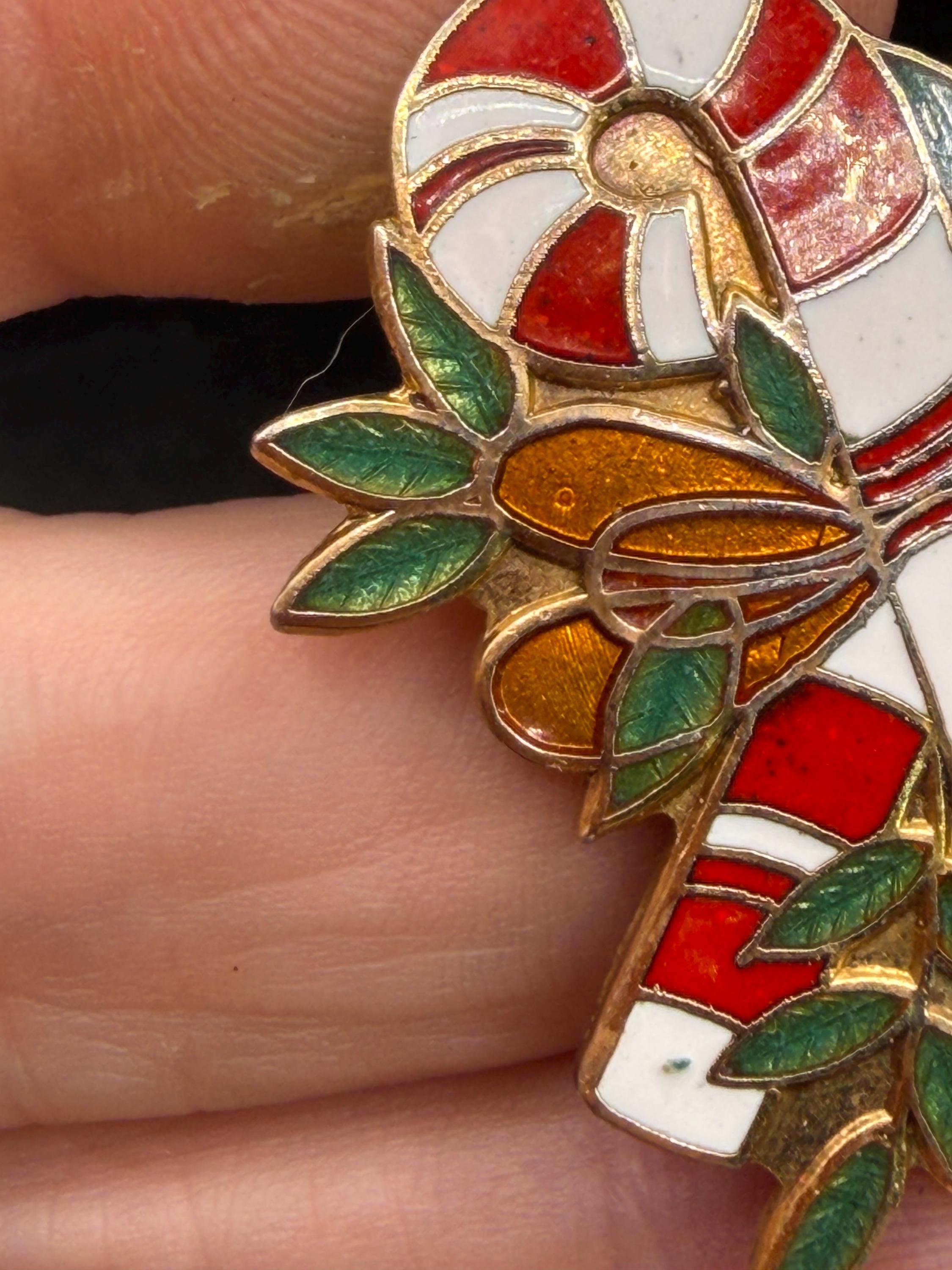 Vintage Enamel Candy Canes Christmas Pin Brooch Lapel Pin 1979 Holiday ...