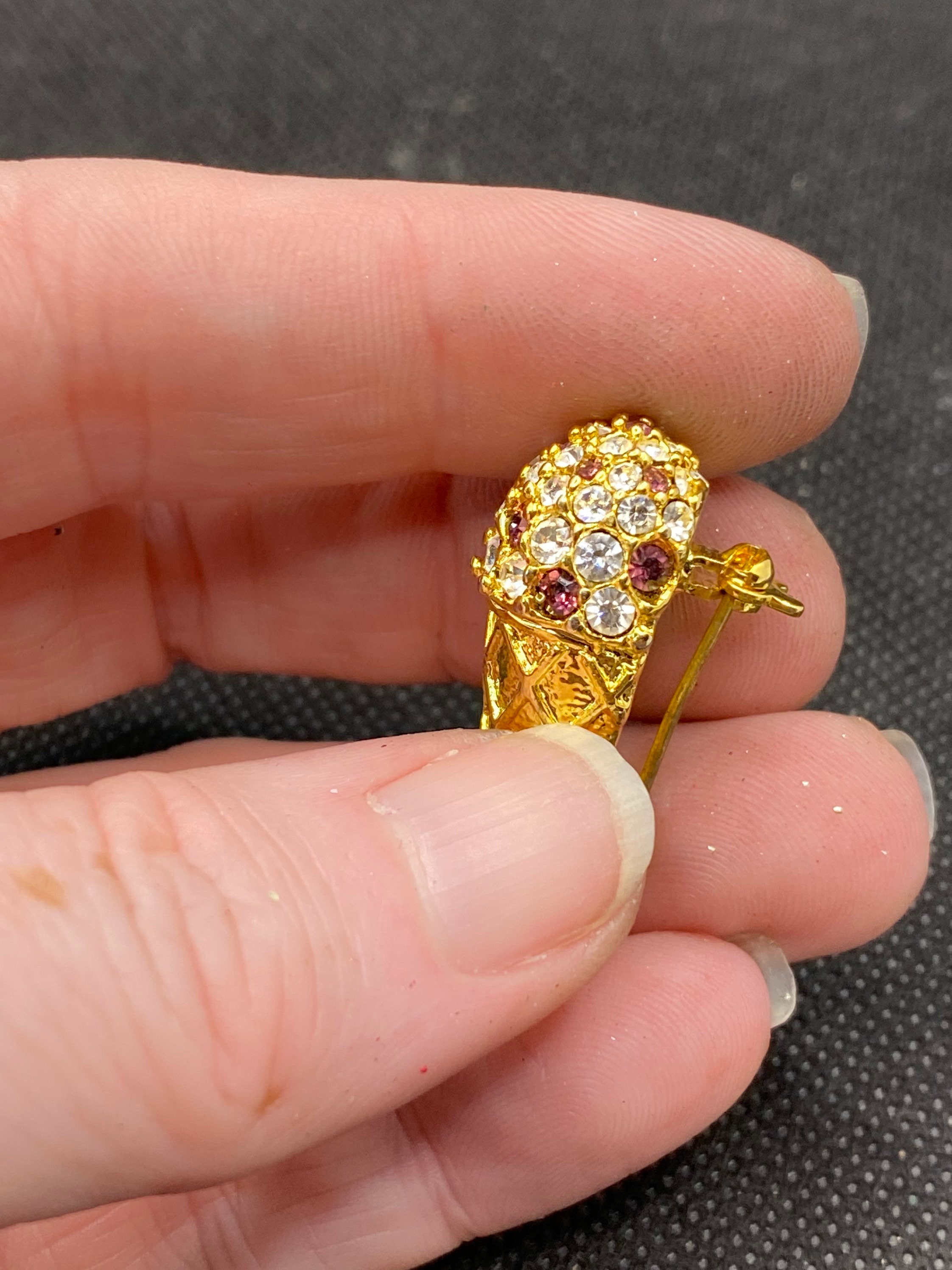 リジー PTDアイスクリームピンバッジ Vintage Ice Cream Cone Rhinestone Pin - Etsy