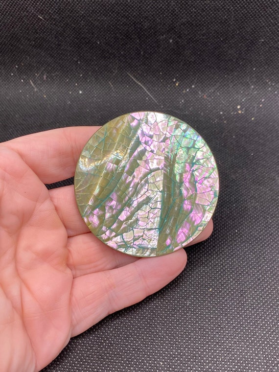 Vintage Abalone Mother of Pearl Seashell Pin large