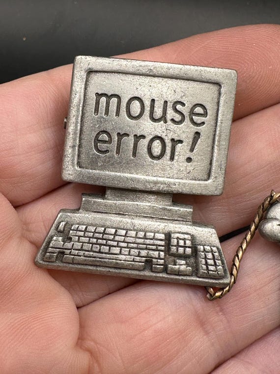 Vintage Cat Playing with Computer Mouse Pin by JJ - image 3