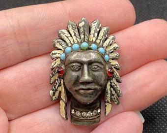 Vintage Native American Indian Chief Fur Clip