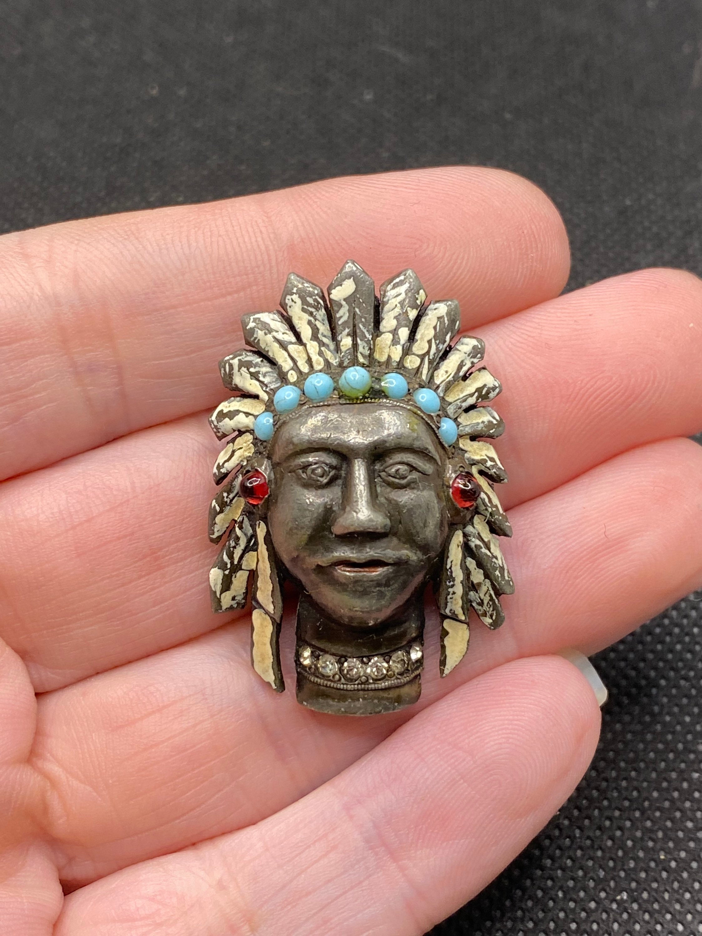 Vintage Native American Indian Chief Fur Clip - Etsy
