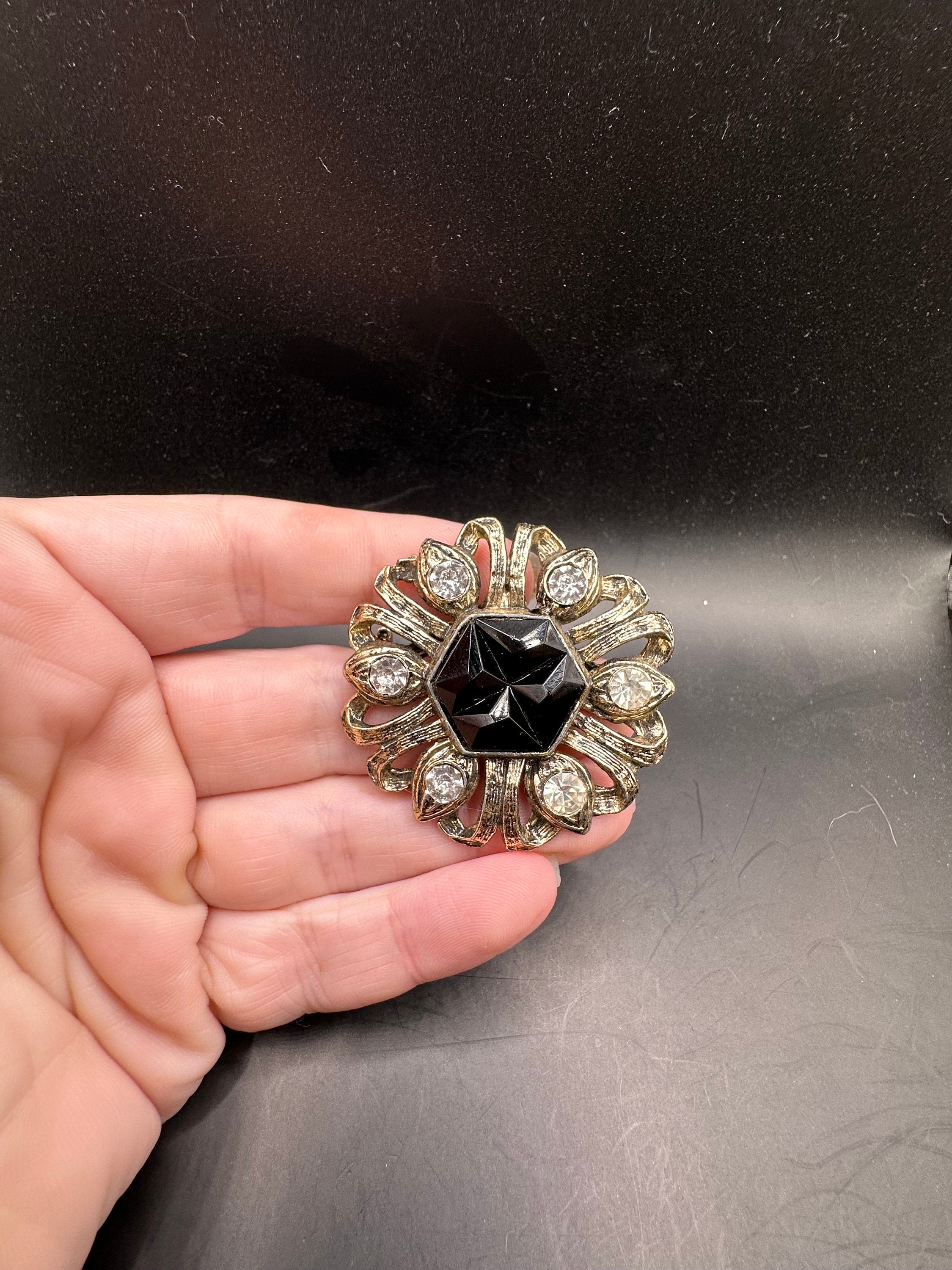 Vintage Regal Renaissance Style Rhinestone Pin by AJC - Etsy
