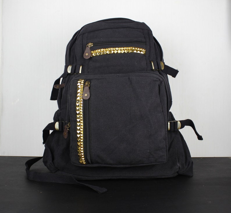Assorted Colors Large Studded Canvas Backpack