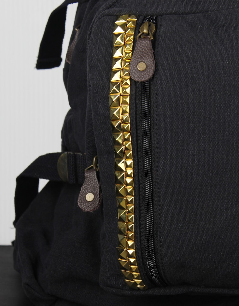 Assorted Colors Large Studded Canvas Backpack