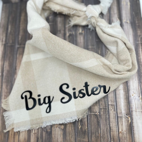 Dog bandana baby announcement, baby reveal frayed tie-on dog bandana, flannel dog bandana, custom dog bandana, big sister, big brother