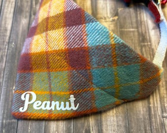 Custom cat bandana, over the collar cat bandana, personalized cat bandana, fall plaid cat bandana, cute cat bandana