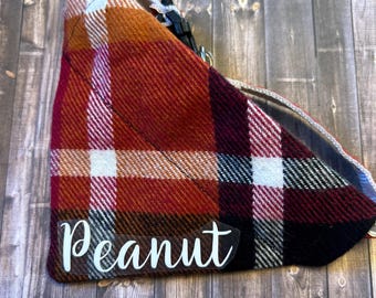 Custom cat bandana, over the collar cat bandana, personalized cat bandana, fall plaid cat bandana, cute cat bandana