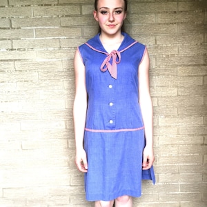60s Thelma, romper dress/ gingham accent/ side slit show the shorts/ cotton 1960s summer classic
