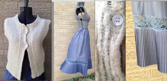French set, superbly detailed 50s skirt, 60s sweat