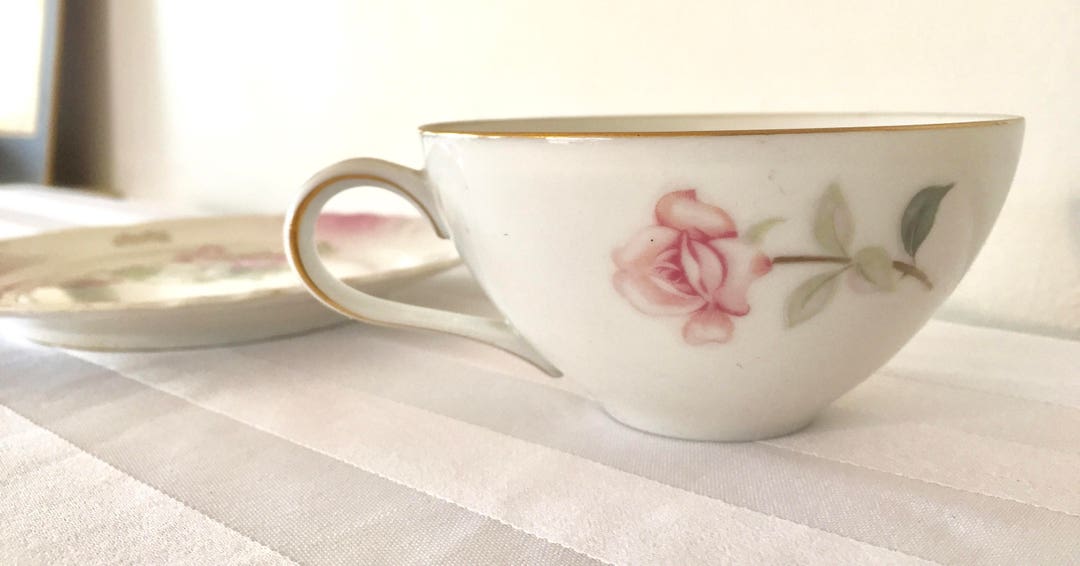 50s Picardy, Japan China Tea Cup/ Gold Rim and Handle Edge/ Hand