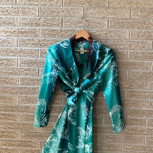 Jaren '60 luxe bamboe rayon / veelzijdige jas, van overhemdjurk tot mouwloze shift dress / paar jas met jeans maat groot