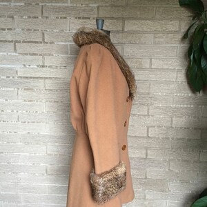 Vintage lambswool peacoat, rabbit lapel and cuffs/ parka length/ flattering/ wool / Small, or a narrow waisted Medium image 4
