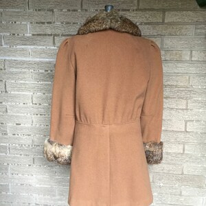 Vintage lambswool peacoat, rabbit lapel and cuffs/ parka length/ flattering/ wool / Small, or a narrow waisted Medium image 5