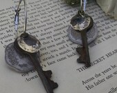 The Key to Memory Earrings Tribal Fusion, Belly Dance, Assemblage, Burma Coin, Skeleton Key, Chandelier Prism, Crystal unique, unusual