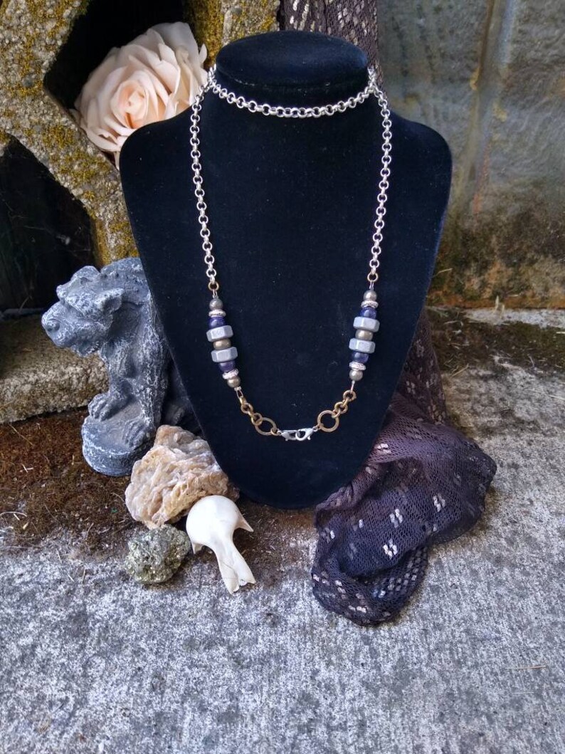unusual Goldstone and Pyrite Interchangeable Chain Vintage chain Assemblage Belly Dance unique Tribal Fusion