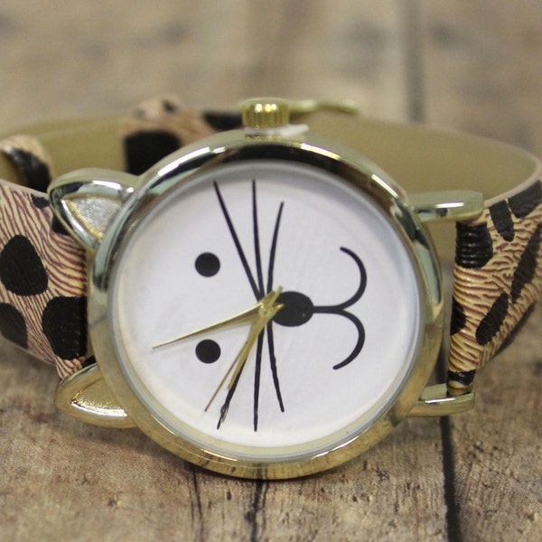 Cat leopard womans Wrist watch accessory jewelry Fashion Rhinestone watch fashion accessories by Hot 2 Own
