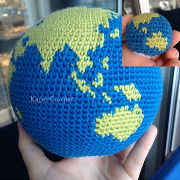 2 Crochet Patterns, Mini and Large Crochet Globes, World, Earth Amigurumi