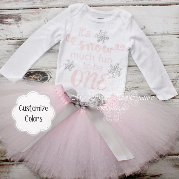 Snow Much Fun to be One Birthday Outfit- Snowflake First Birthday Outfit- Cake Smash Outfit- 1st Birthday Outfit- Winter Onederland- Tutu