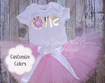 Donut First Birthday Outfit- Personalized- First Birthday Outfit- Donut Grow Up- 1st Birthday- Cake Smash Outfit- Donut First Birthday- One