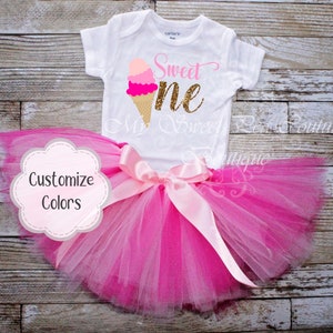 Sweet One Ice Cream First Birthday Outfit - Summer Cake Smash Ensemble for Girls and Boys