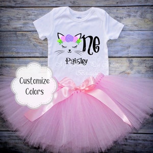 Cat First Birthday Tutu Outfit Cake Smash Outfit 1st Birthday Outfit Kitty Birthday First Birthday Outfit One Cat Birthday Meow I am One
