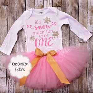 Snow Much Fun to be One Birthday Outfit Gold Snowflake First Birthday Outfit Cake Smash Outfit 1st Birthday Outfit Winter Wonderland Tutu