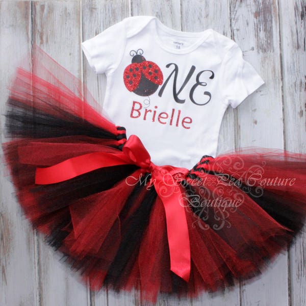 Ladybug First Birthday Tutu Outfit- Cake Smash Outfit- 1st Birthday Outfit- Ladybird Birthday- First Birthday Outfit- One- Ladybug