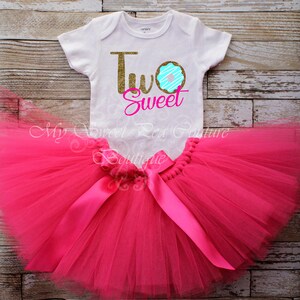Donut Grow Up Two Sweet 2nd Birthday Outfit for Girls - Cake Smash Party Theme Shirt