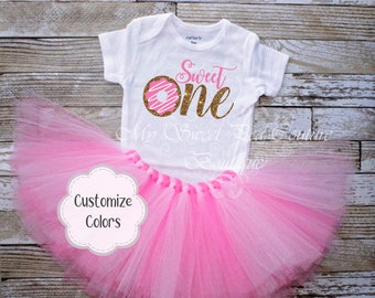 Sweet One Donut First Birthday Outfit- First Birthday Outfit- Donut Grow Up- Tutu 1st Birthday- Cake Smash Outfit- Donut First Birthday- One