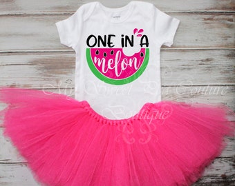 One in a Melon First Birthday Outfit- Watermelon Birthday- Birthday Outfit- Sweet One Birthday- Watermelon 1st Birthday- Cake Smash Outfit