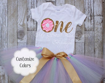 Donut First Birthday Outfit- Personalized- First Birthday Outfit- Donut Grow Up- 1st Birthday- Cake Smash Outfit- Donut First Birthday- One