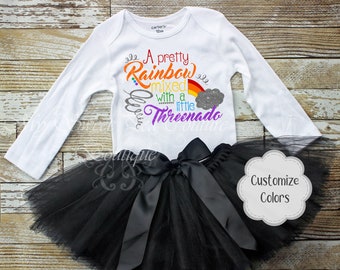 A Pretty Rainbow Mixed with a Little Threenado Three Nado Birthday Third Birthday 3rd Birthday Shirt Rainbow Birthday Threenado Birthday