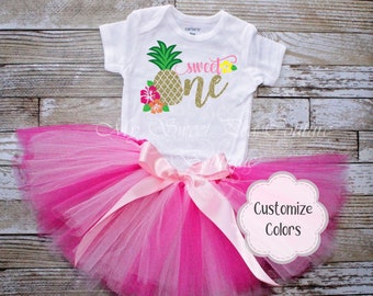 Tropical Pineapple First Birthday Luau Outfit - Hawaiian Themed Sweet One Party Ensemble