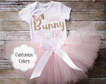 Adorable Bunny First Birthday Outfit | Easter Theme Family Shirts | Some Bunny is One/Two Celebration
