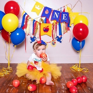 Snow White Inspired First Birthday Cake Smash Outfit - Fairest One of All Tutu Photo Prop